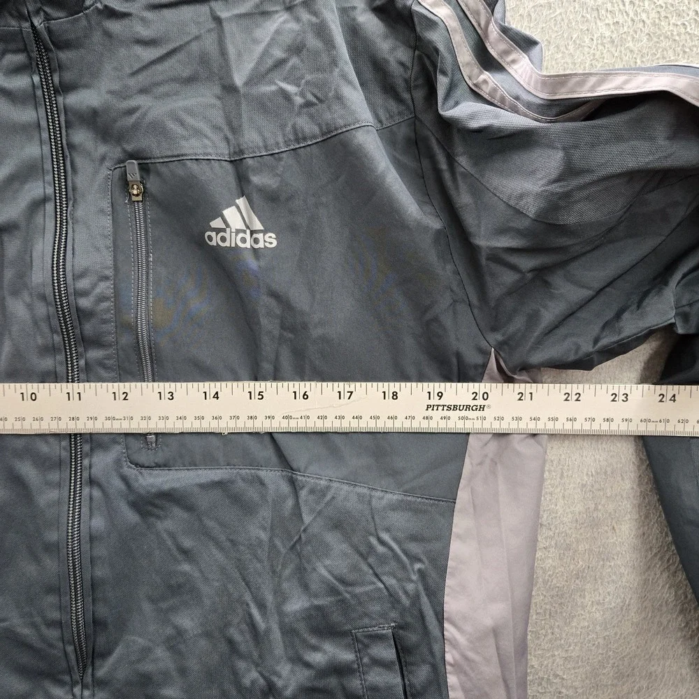 Adidas Men Jacket M Gray Windbreaker Track Jacket Gorpcore Zipper Logo READ